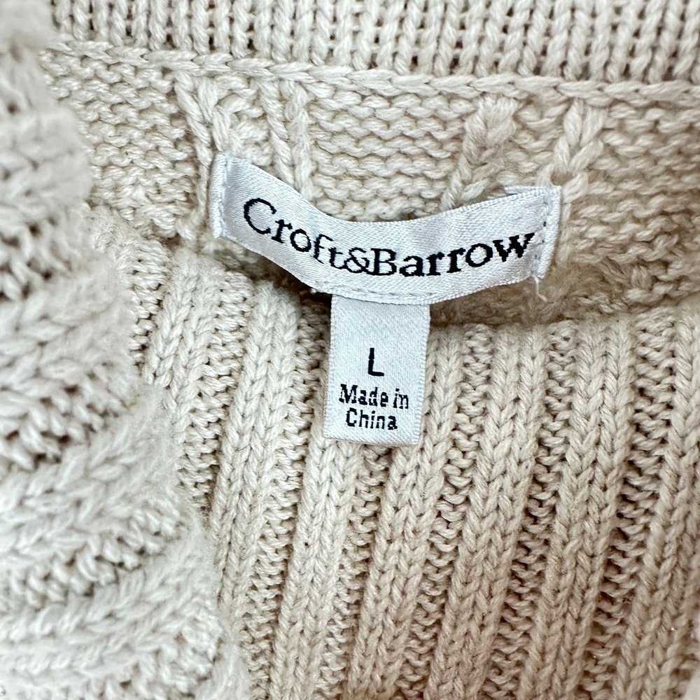 Croft & Barrow Cable Knit Turtleneck Sweater Women Large Beige 100% Cotton - Picture 6 of 12